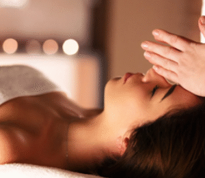 women laying on her back relaxed